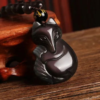 

JoursNeige Natural Ice Color Fox Obsidian Pendant Necklace Female Male Brave Lucky Year Of Fate Crystal Jewelry Women