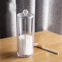 1 шт. прозрачный органайзер для макияжа ватные диски коробка для хранения Ящики акриловый круглый контейнер держатель пластиковые коробки для хранения