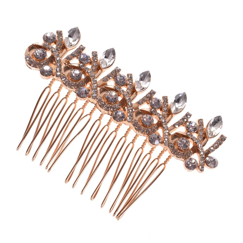 Beautiful Diamante Hair Comb Slide with Pearls and Crystals in Gold Tone 8 cms