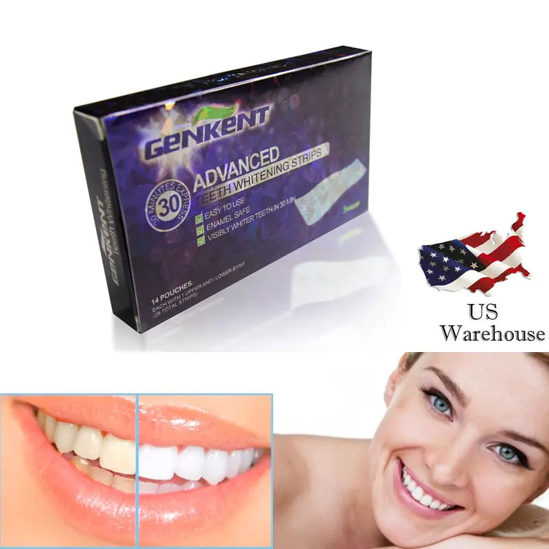 GENKENT 14Pairs Teeth Whitening Strips Gel Care Oral Hygiene Cleaner Dental Bleaching Tooth