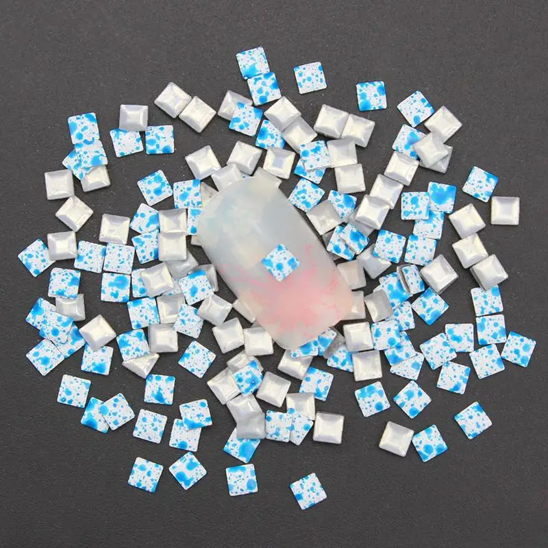 

500Pcs/Pack 3D Nail Art Decorations Blue Silver Square Snowflake Printing Nails For Glitter Charms DIY Nail Tools PJ238