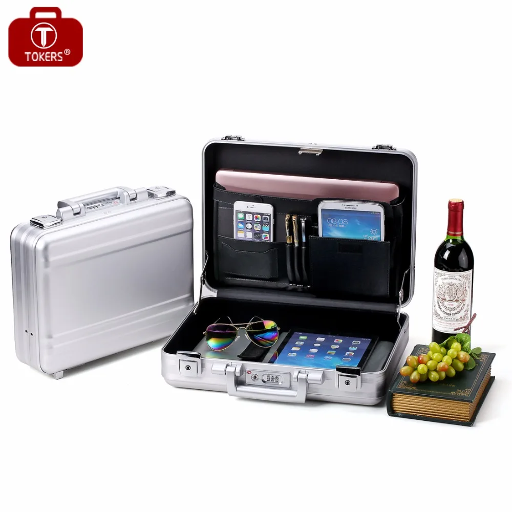 

Aluminium Briefcase men Lawyer Business Attache case Laptop Office bag with Foam Tool box Case 16inch