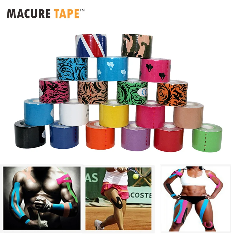 Macure Tape20 اللون 5cm5m العلاج علم الحركة الرياضية الشريط القطن روك المادية السلة k نشط آلام العضلات الركبة أشرطة