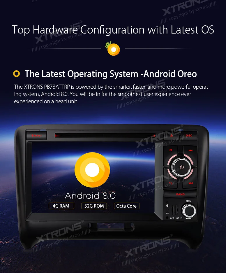 Excellent 2 Din 7" Android 8.0 Octa Core Radio GPS Navigation Car DVD Player for Audi TT MK2 8J 2006 2007 2008 2009 2010 2011 2012 6