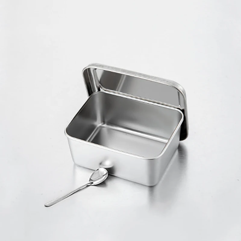

1PC Stainless Steel Spice Box With Lid Spoon Commercial Chili Pepper Herb Sugar Salt Seasoning Storage Jar Kitchen Cooking Tool