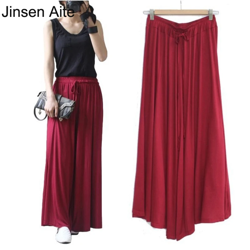 

Jinsen Aite Women's Summer Modal Casual Wide Leg Pants Loose Harem Pants Elastic Waist Outdoors Plus Size Female Trousers JS458