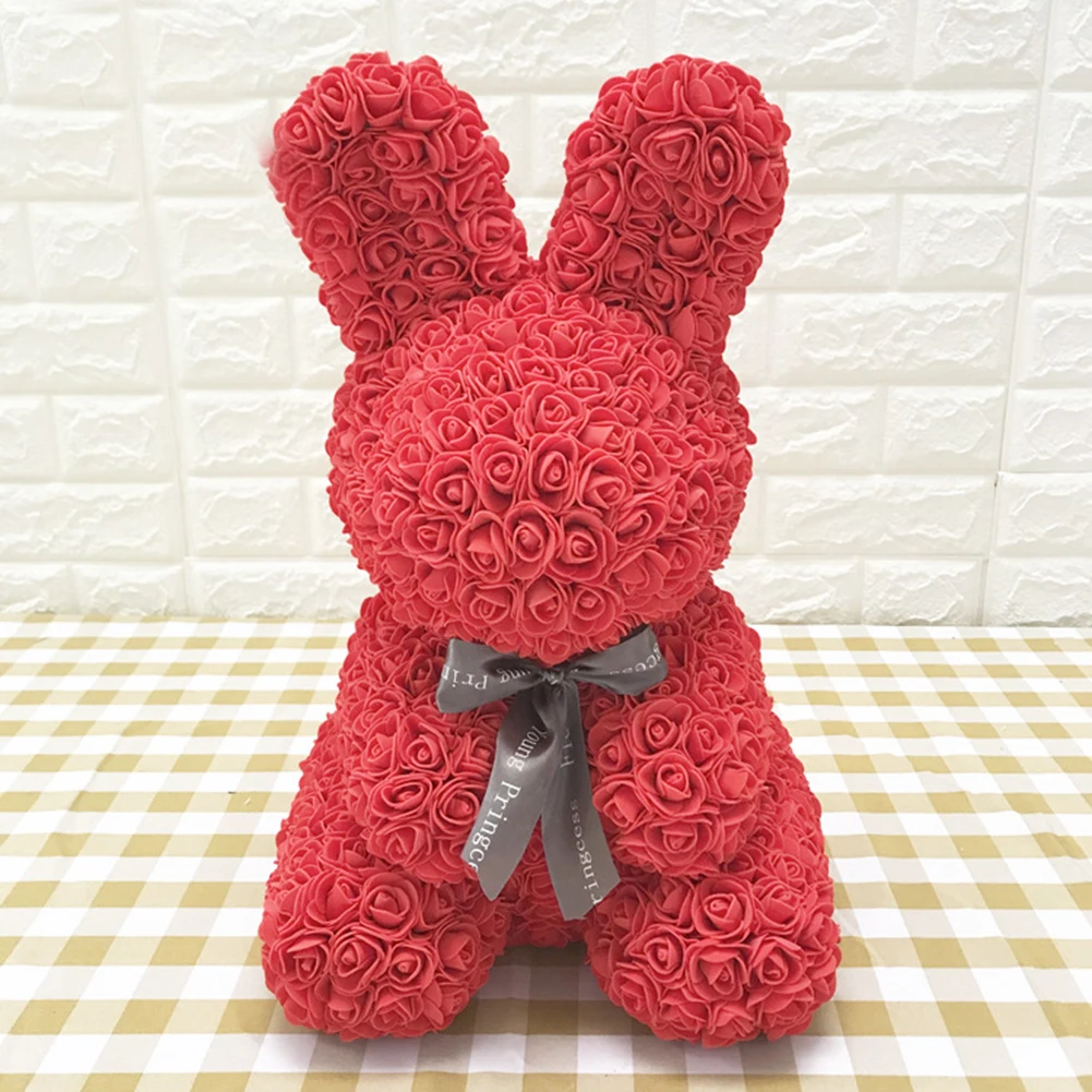 Прямая доставка 45 см красный кролик медведь Роза цветок Искусственные Рождественские подарки для женщин День Святого Валентина подарок