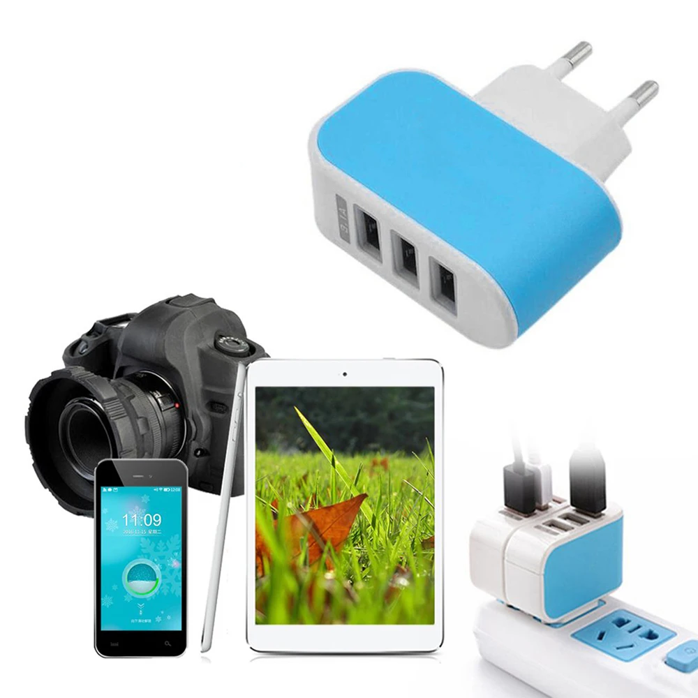 3 منافذ 2A Hub USB ميناء الاتحاد الأوروبي التوصيل AC مهايئ شاحن 110-240 V جدار المنزل السفر الهاتف المحمول شاحن آيفون هواوي سامسونج