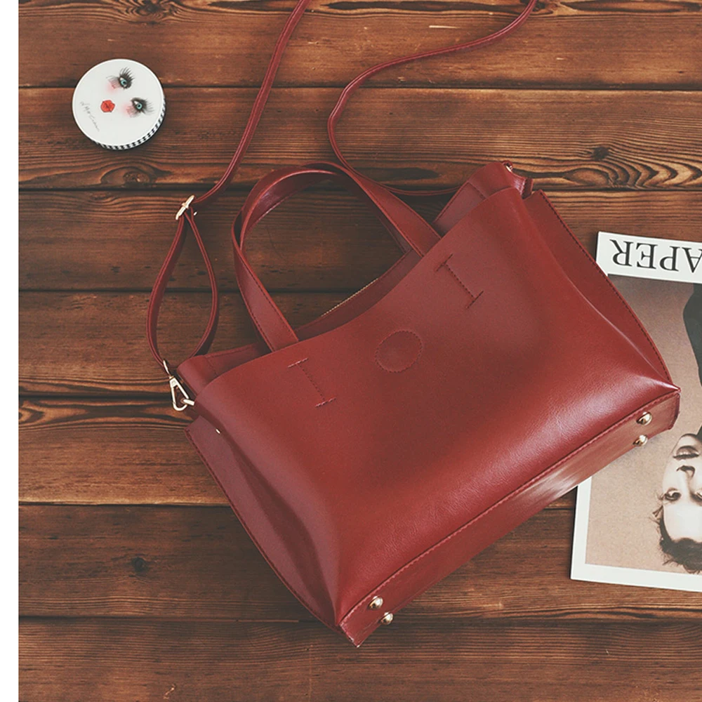  Leather Bags Women Totes Bag Handbag Ladies Fashion Simple Famous Brand Black Women's Shoulder Mess - 32843885786
