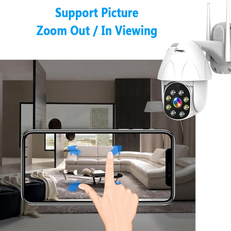 Wifi камера наружная PTZ IP камера 1080p скоростная купольная 8 светодиодный 5X зум CCTV Камера Безопасности s wifi Внешняя 2MP ИК камера для дома