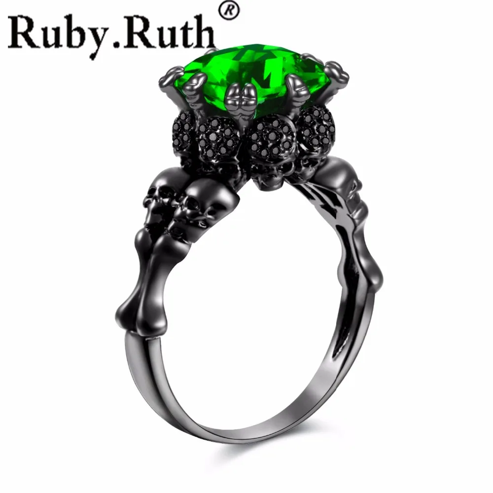 Женское Обручальное кольцо с черным Цирконом в стиле панк|wedding rings|skull ringwomen wedding ring