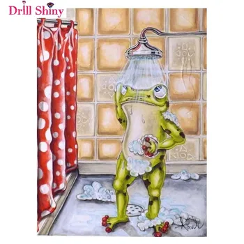 

Diamond Painting taking shower,rhinestone paintings,"frog in bathroom",diamond painting diy