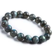 Женщины Мужчины Мощность Стрейч круглая прозрачная бусина Радуга свет натуральный браслет из Лабрадорита 11 мм