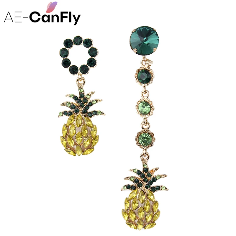 AE CANFLY брендовая Милая ананас Форма Серьги Хрустальные Темперамент букле d'oreille