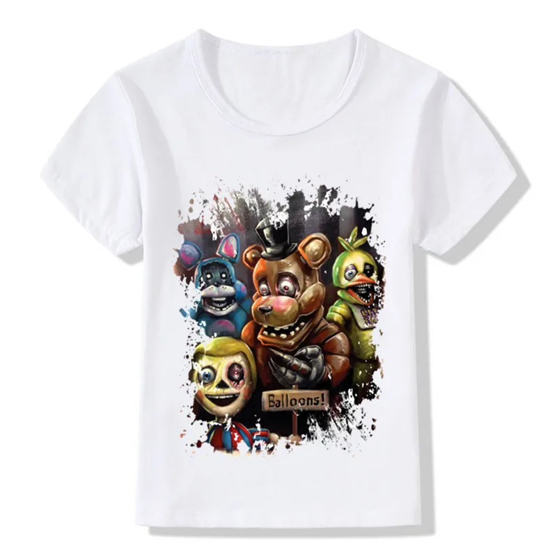 Забавные детские футболки с героями мультфильма «пять ночей с Фредди» Детская одежда с принтом «5 Фредди» Футболки для маленьких мальчиков и девочек ooo5159