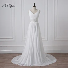 ADLN, пляжные свадебные платья, богемное шифоновое платье невесты с v-образным вырезом, украшенное бисером, на заказ, свадебные платья, Vestidos de Novia