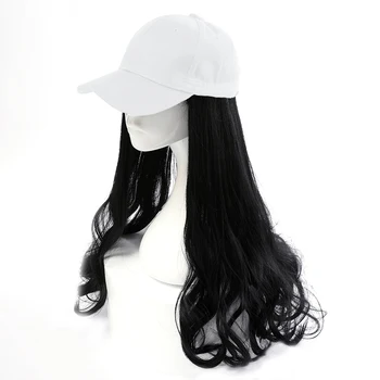 

MCOSER 60CM Synthetic Hair White Hat and Curly Wig Harajuku Cosplay Wig 100% High Temperature Fiber