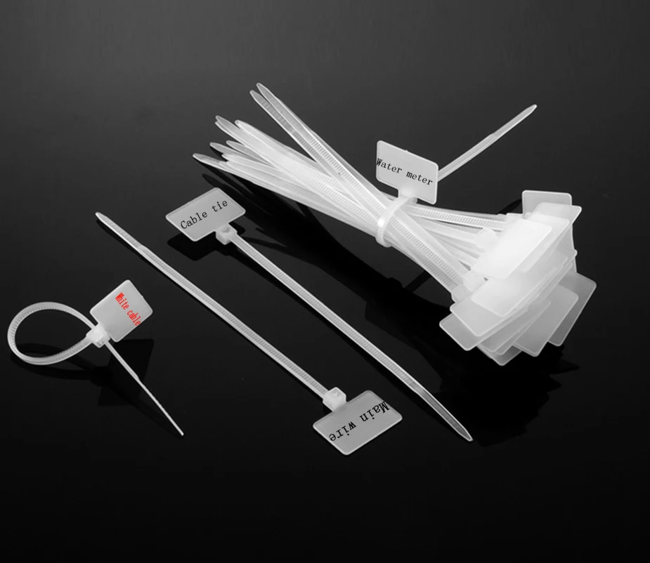 400 Pcs 4/" Nylon Plastic Cable Label Marker Zip Ties Wire Cord Management White