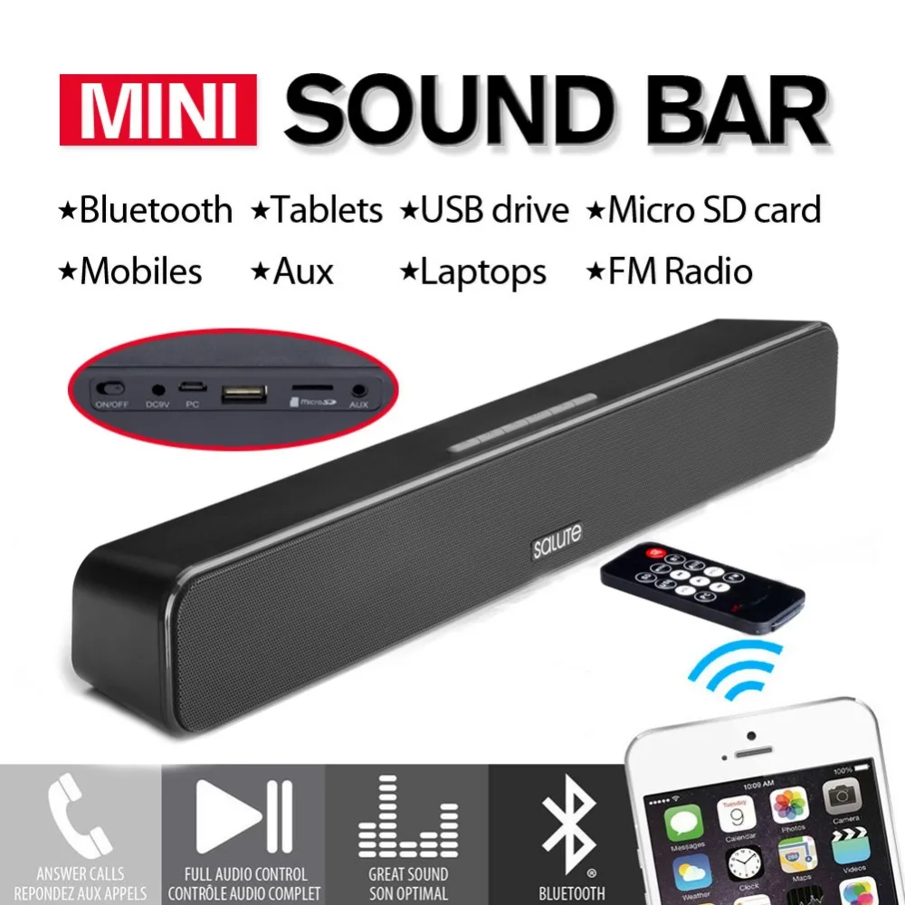 Мини Саундбар 12 Вт черный беспроводной Bluetooth колонки APE/FLAC SQ музыка для наружных