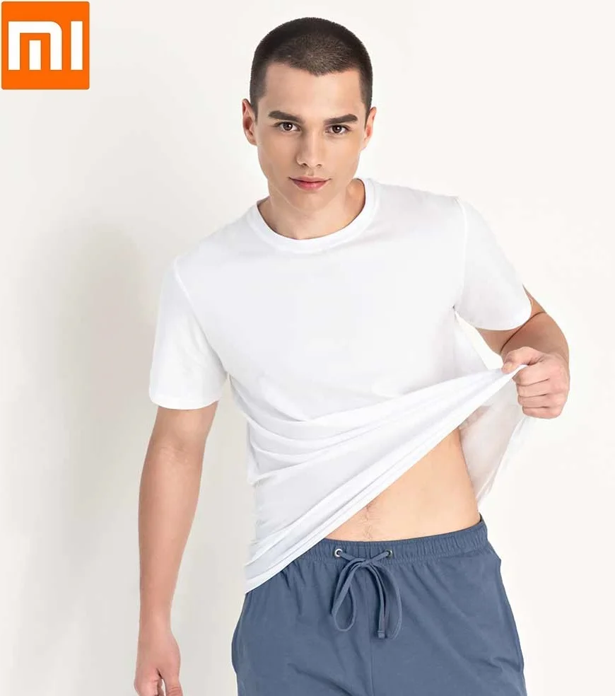 Мужская хлопковая футболка Xiaomi Instant me Классическая тонкая гладкая удобная