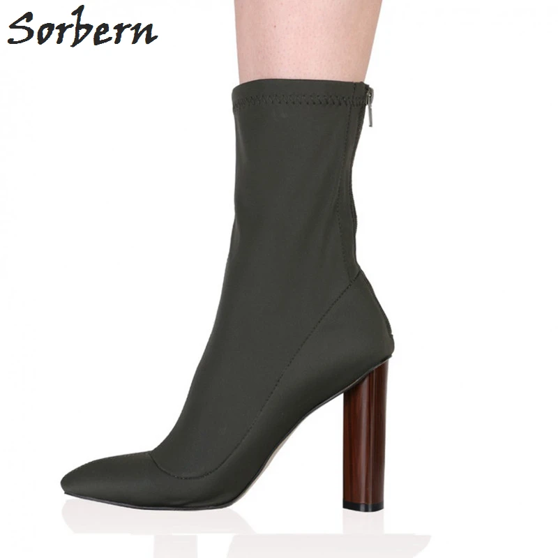 

Sorbern Women Boots Plus Size Ankle Boots For Women High Heels 2017 New Arrive Hot Sale Zipper Pointed Toe Botas Mujer Sexy