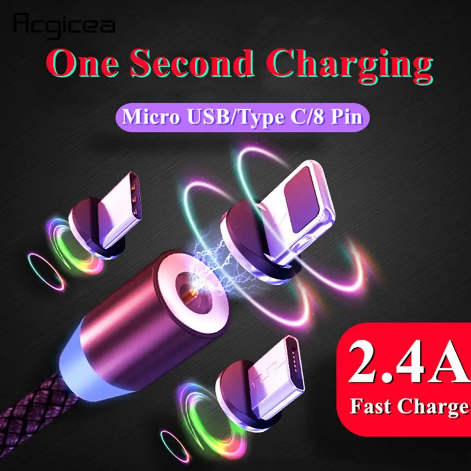 

Magnetic Cable Micro USB Type C Cable 2.1A Fast Charging For iPhone XS X XR 8 7 Samsung S8 S9 Cable For Xiaomi Redmi Note 7