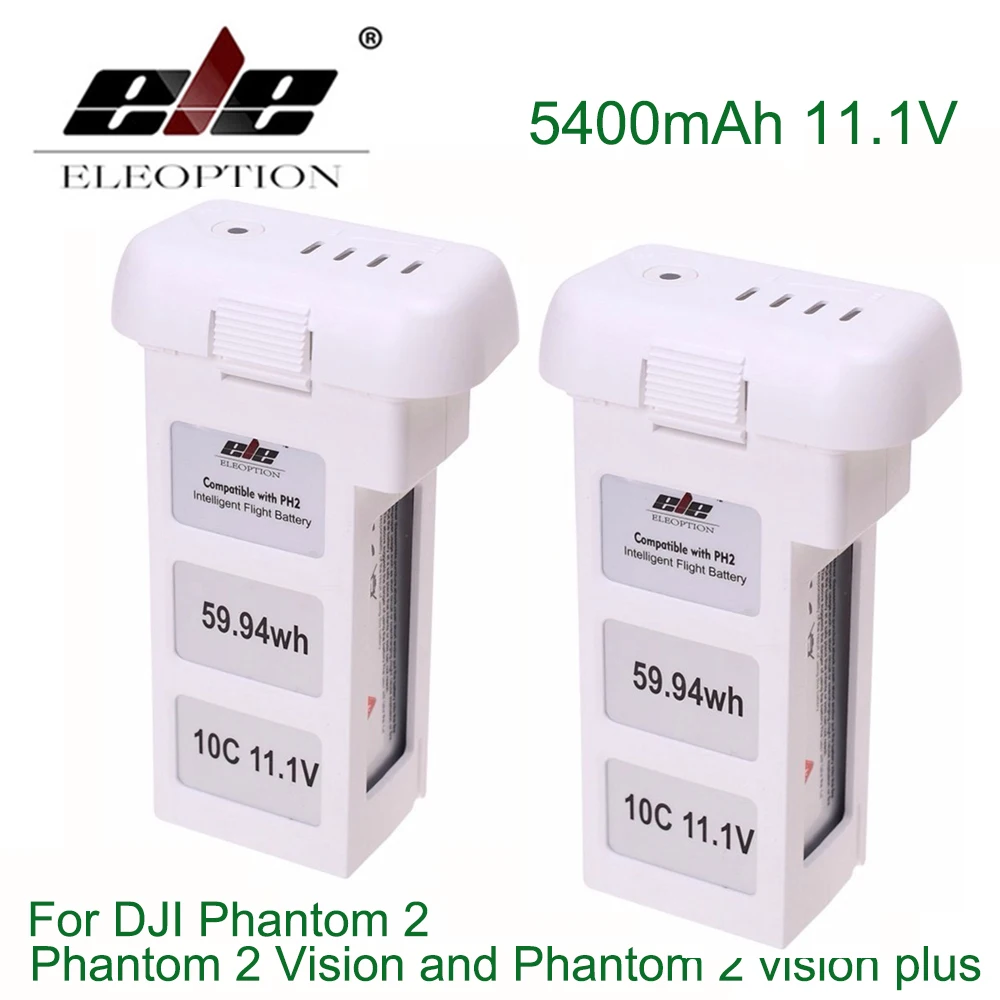 

ELE ELEOPTION 2PCS 5400mAh 11.1V Upgraded Battery for DJI Phantom 2 Phantom 2 Vision and Phantom 2 vision plus