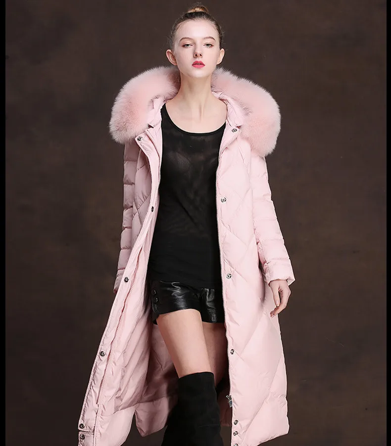 Women Winter Duck Down Jackets Hooded Big Fox Fur Collar Long Coats Dded Down Overknee Jacket Women Winter 2018 AS054 (29)