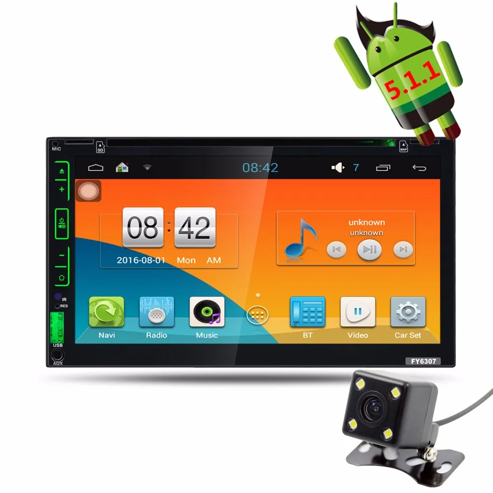 Android 5.1.1 двойной Din 7,0 дюймов емкостный экран автомобильный стерео DVD автомобильный радиоприемник проигрыватель мультимедиа видео плеер универсальный авто