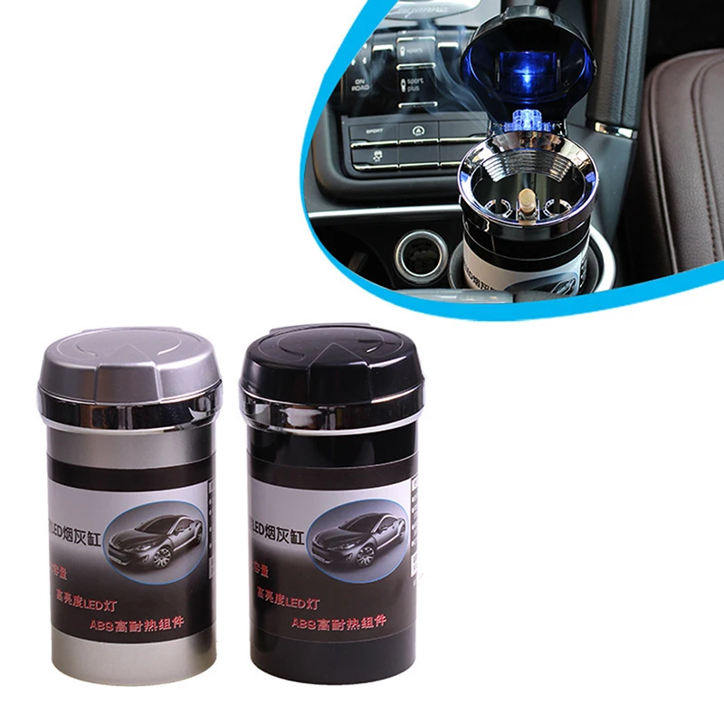 Portable Car Ashtray LED Auto Car Cigarette Cylinder Ashtray Holder
