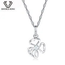 DOUBLE-R 0.02ct diamond Подвески дамы цветок 925 стерлингов Серебряные ожерелья романтический подарок Ювелирные изделия с алмазами индивидуальные CAP03762SA