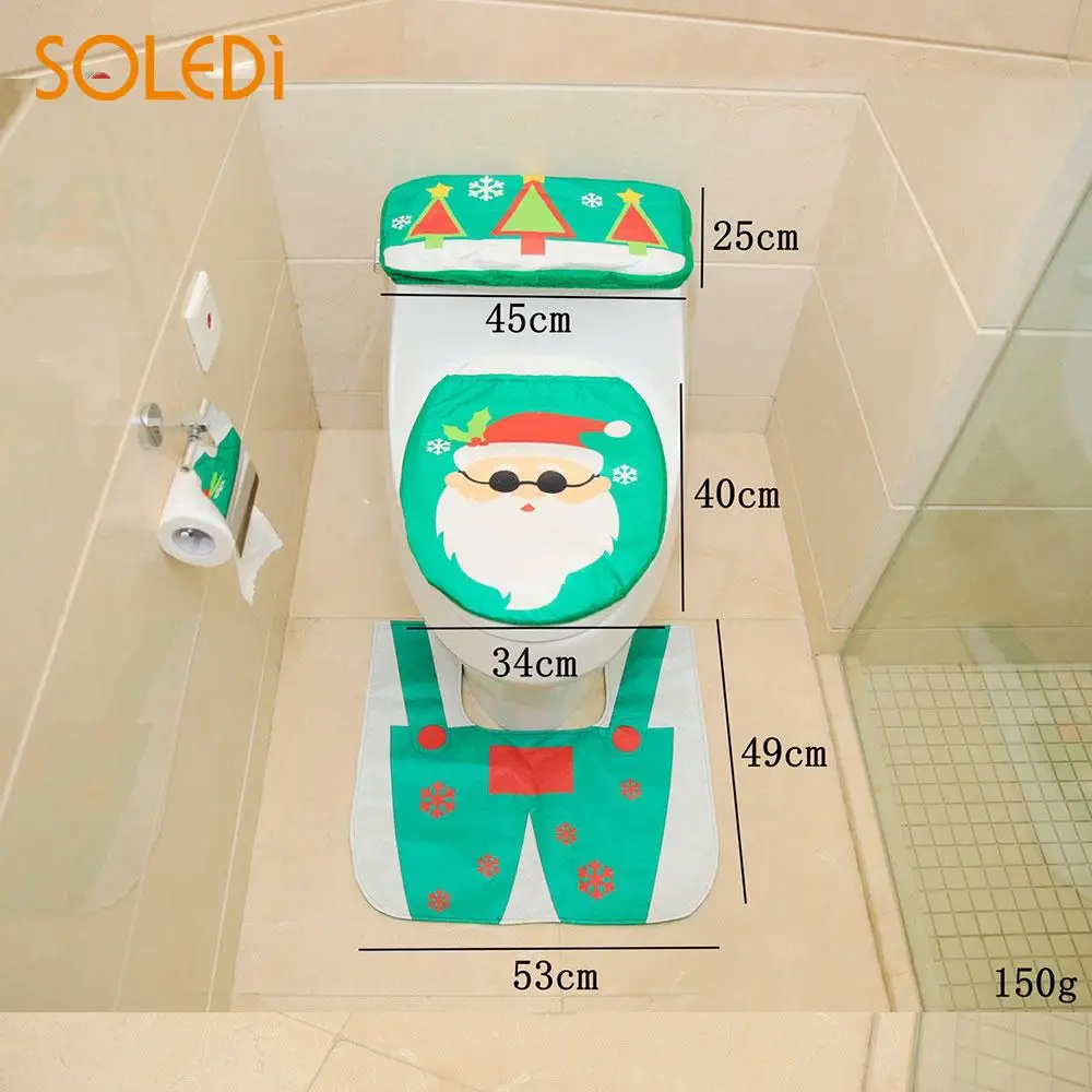 Toilet Seat Cushion Santa Claus Christmas Decoration Cartoon 3pcsSet Toilet Seat Cover Creative Hotel Nonwoven Fabric