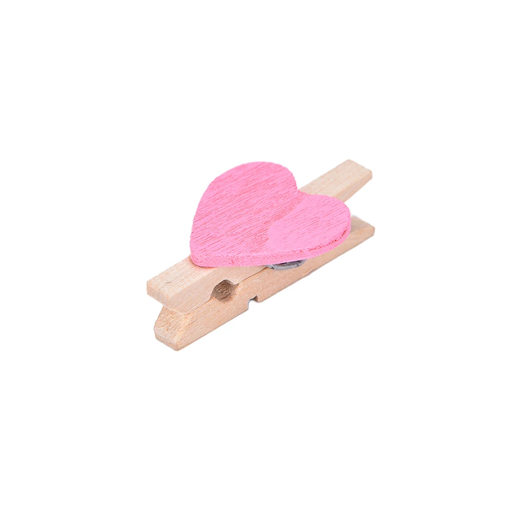 20 piezas Mini unids amor corazón madera Clothespin Pinza de madera Clothespin bois broches artesanales ropa papel fotográfico Peg Clothespin