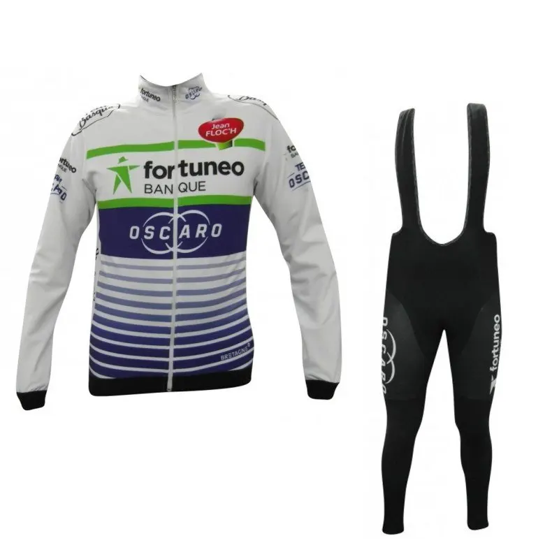 

2017 winter fleece white pro team fortuneo oscaro cycling jersey kit long warmer racing bike clothing MTB Ropa Ciclismo gel pad