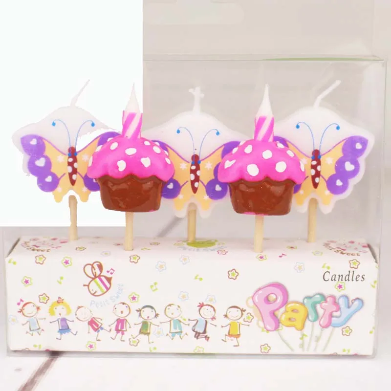 5 Pieces Ensemble Colore Papillon Fete D Anniversaire Enfants Gateau Decoration Bougie Fete Kawaii Dessin Anime Gateau Cupcake Toppers Fournitures Bougie Aliexpress