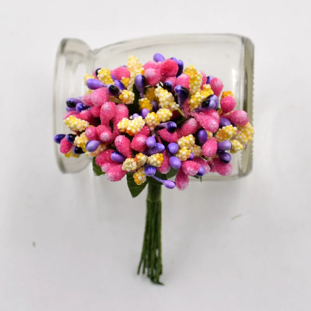 144 шт Мини жемчуг ягоды искусственная тычинка цветок для свадьбы украшения дома Pistil DIY ВЕНОК Скрапбукинг искусственные поддельные цветы - Цвет: Deep purple pink