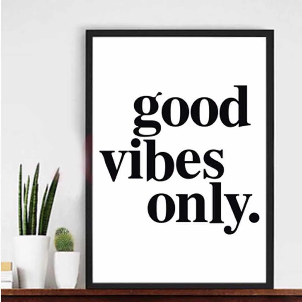 

HAOCHU Good Vibes Only Poster For Living Room Home Decor Painting Print Poster Simple Nordic Wall Picture Canvas Painting