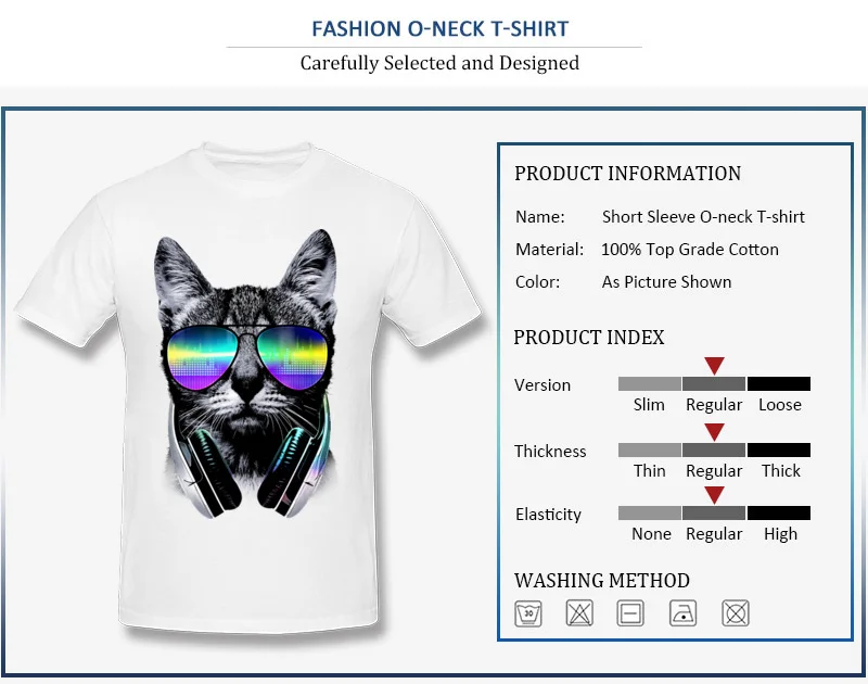 Music Lover Cat V.II O Neck T-Shirt Autumn Tops Shirt Short Sleeve Hip Hop Pure Cotton Casual Sweatshirts Printed Mens Music Lover Cat V.II