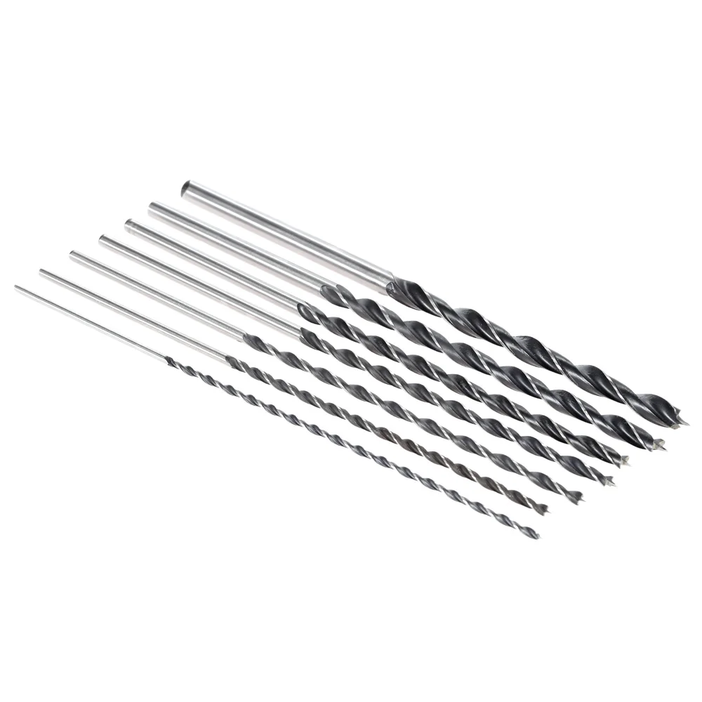 7pcs/set 300mm Extra Long Brad Point High carbon Steel Wood Drill Bit Three Point Woodworking