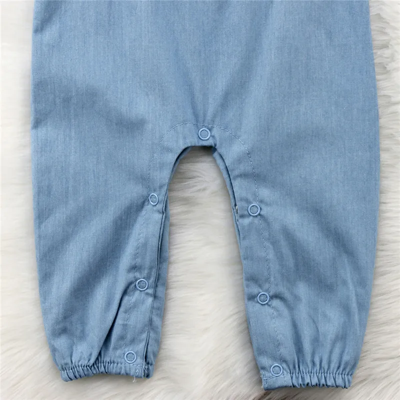 0-24 m recién nacido bebé niña bordado Romper Fly Sleeve Denim ropa lindo bebe verano traje Jumpsut 2018 0-24 m recién nacido bebé niña bordado Romper Fly Sleeve Denim ropa lindo bebe verano traje Jumpsut 2018