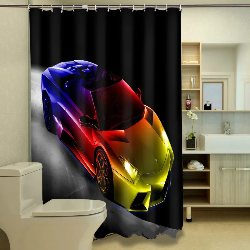 Racing Car Polyester Printed Shower Curtain 3D Photo Shower Curtainin