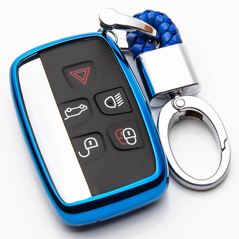 

KUKAKEY TPU Car Key Case Cover For Jaguar XF XK XKR X-type XE V12 Guitar Scissors For Land Rover A9 Evoque Freelander