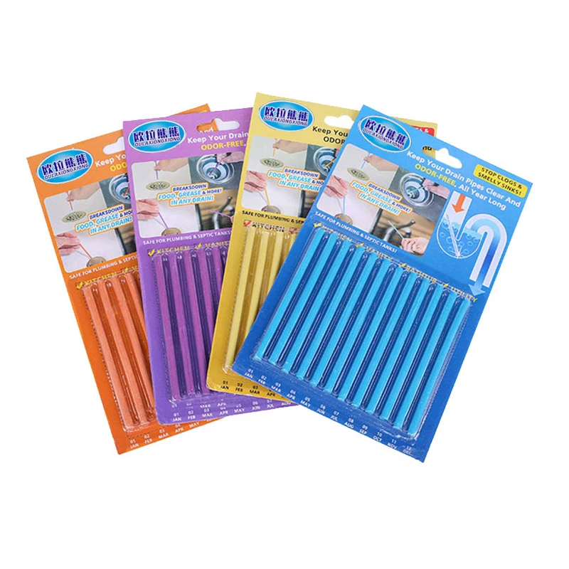 

12/set Sani Sticks Oil Decontamination The Kitchen Toilet Bathtub Drain Cleaner Sewer Cleaning Rod Convenient Sewer Hair Clear