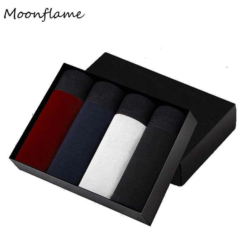 

Moonflame 4pcs/lot Hot Sale 2019 Cotton Boxers Men Solid Color Underwear For Man Boxer Boxershorts 002