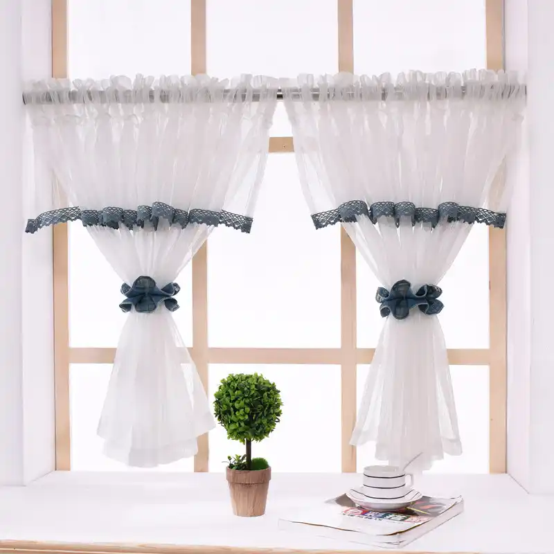 Pastoral Kitchen Curtains With Elegant Valance White Coffee Curtain Modern Window Sheer Curtains For Livingroom 49 Curtains Aliexpress