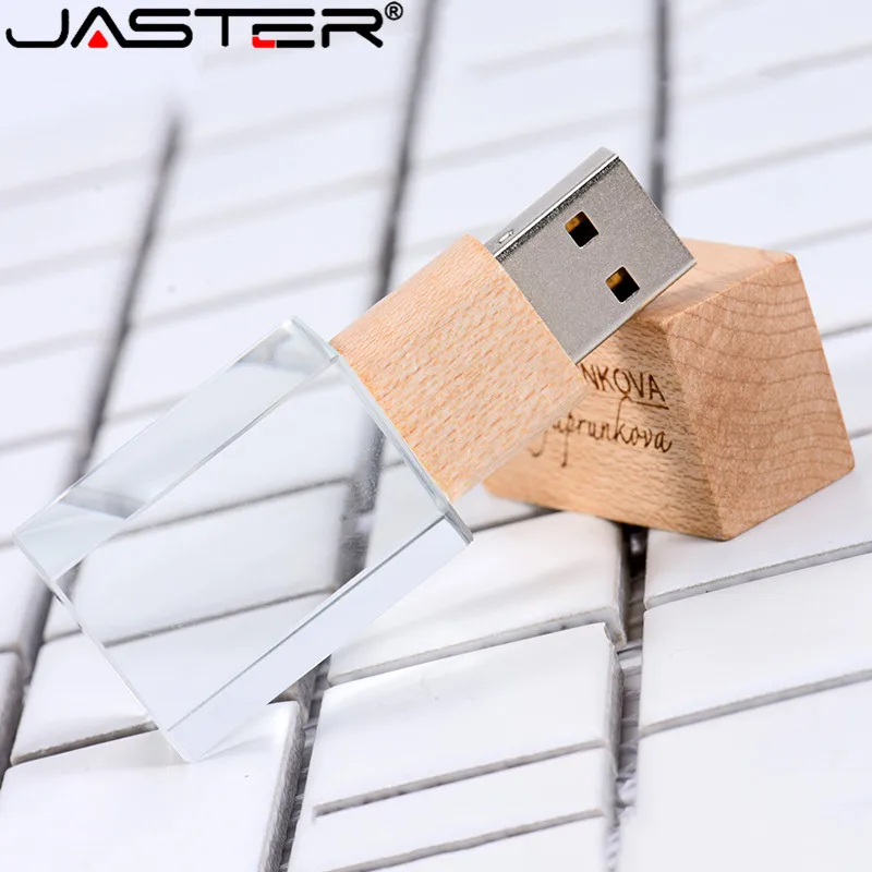 JASTER 10 PCS FREE LOGO Stylish wooden crystal creative USB flash drive 4GB 8GB 16GB 32GB 64GB Photography Memory storage U disk