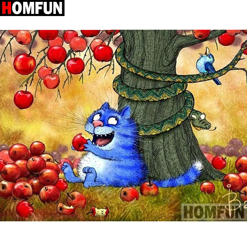 Алмазная живопись HOMFUN A16404 мультяшный кот картина с полными квадратными/круглыми