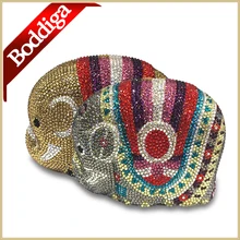 Luxury Crystal Evening Clutch Bag for Women bolsas con pedreria Golden Multicolor Long Chain Evening Party