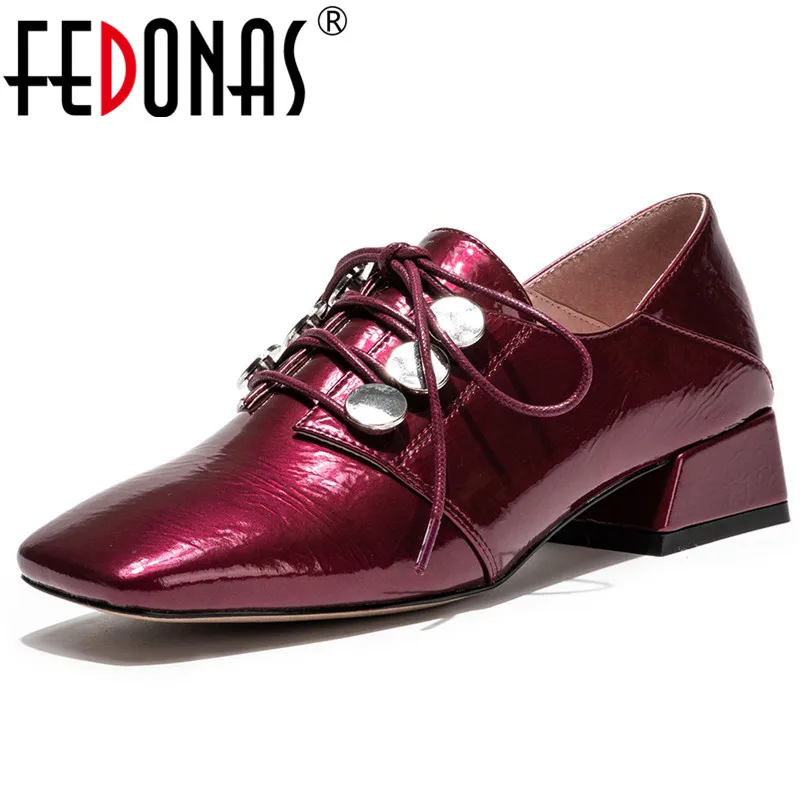 

FEDONAS Fashion Sexy Women Thick Heels Corss-tied Spring Summer Ladies Shoes Woman Punk Rivets Party Dancing Basic Pumps Shoes