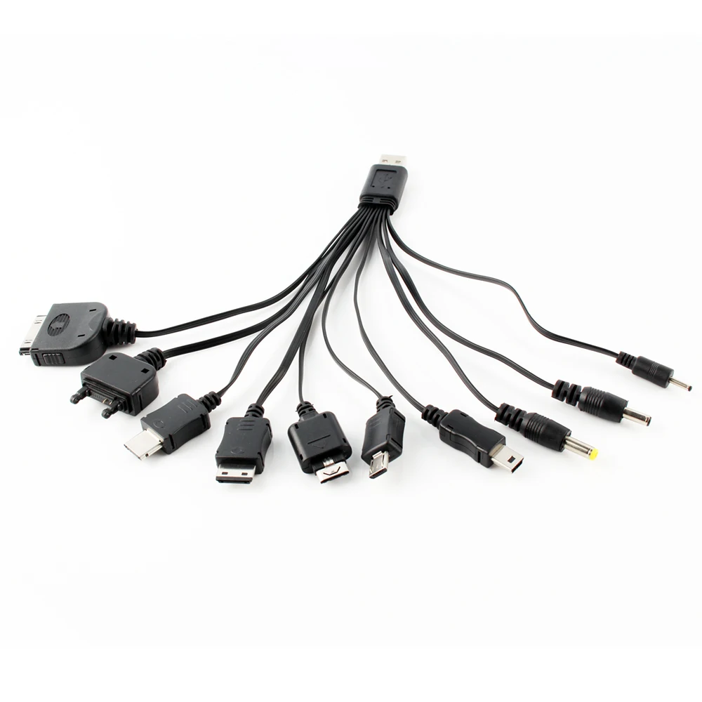 Universal 10 in 1 USB Charger Cable Charging Cord For Samsung Blackberry MP3/4 Mobile phone High